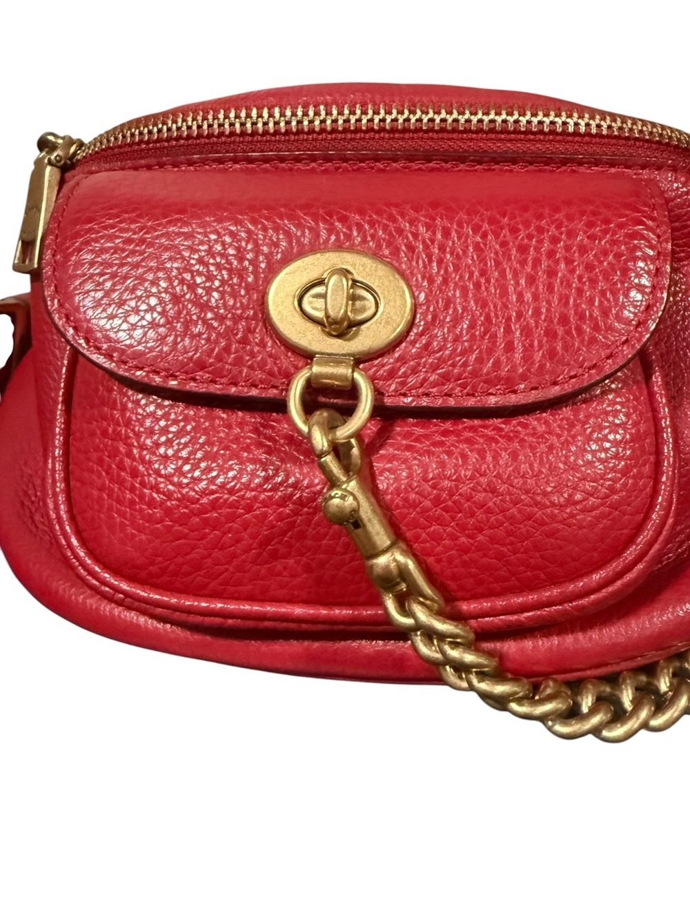 Coach x Jennifer Lopez Red Pebble Leather Belt Bag / Crossbody with Turnlock - Picture 6 of 10